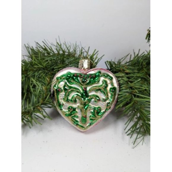Green Heart Retired Old World Christmas Ornament - Picture 1 of 4
